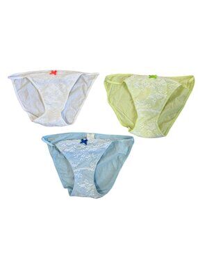 Gilly Hicks Lot of 3 Down Undies String Bikini Panties Floral Lace Size Medium M